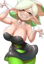 1girls big_breasts breasts cleavage earrings female huge_breasts inkling inkling_girl light-skinned_female light_skin marie_(splatoon) nintendo nobunagapero short_hair splatoon splatoon_(series) tentacle_hair white_hair