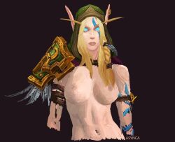 1girls alleria_windrunner asynca big_breasts blizzard_entertainment blonde_hair high_elf light-skinned_female light_skin solo warcraft white_hair world_of_warcraft