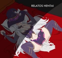 after_sex big_breasts cum cum_inside cumdump dripping_cum excessive_cum gray_hair jazminvt long_hair relatos_hentai spread_legs virtual_youtuber witch witch_hat