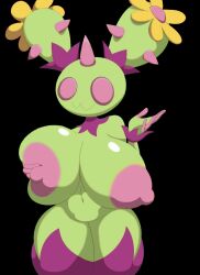 areola big_breasts edited generation_5_pokemon holding_breast maractus nintendo pokemon pokemon_(species) shiny_pokemon shmeepo solo