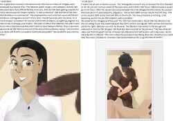 against_wall black_hair carrying censored comic dark-skinned_male dark_skin doggy_style female glasses impregnation interracial interview male mira_bukuri politics story text unknown_artist