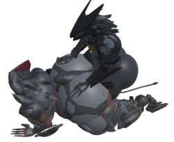 1boy 1girls 3d 3d_(artwork) anthro anthrofied big_ass big_breasts big_penis big_thighs bigger_female black_body blade_wolf claws duo fagottini31 female gray_body huge_ass huge_breasts huge_cock huge_thighs machine male metal_gear robot thick_thighs wide_hips