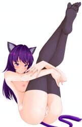 1girls big_ass big_breasts cat_ears cat_girl cat_humanoid cat_tail curvaceous_body curvaceous_female curvaceous_figure feet female female female_focus female_only horny_female indie_virtual_youtuber kat(kat_kingsvt) kat_kingsvt kemonomimi legs_up nipples nude oc original original_character purple_eyes purple_hair pussy pussy_juice seductive_look seductive_smile stockings virtual_youtuber voluptuous voluptuous_female vtuber