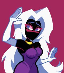 1girls alien alien_girl alien_humanoid black_body blue_eyes duck_dodgers elbow_gloves facial_mark female female_focus female_only finished looney_tunes martian martian_(duck_dodgers) purple_dress queen_tyr'ahnee sleeve_gloves warner_brothers white_gloves white_hair zabelrockdesign