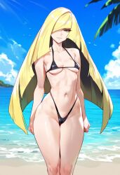 ai_generated bikini dclp lusamine_(pokemon) milf pokemon small_breasts standing