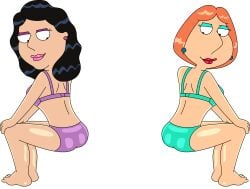 20th_century_fox 20th_century_studios bonnie_swanson family_guy female fuzzy_door_productions lois_griffin orange_hair raven_hair stripping swims swimsuit underwear webart20