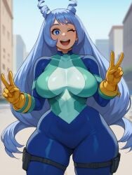 1girls ai_generated azure_(artist) bodysuit female huge_ass large_breasts my_hero_academia nejire_hado nejire_hado_(hero_outfit) solo tagme thick_thighs thigh_gap tight_clothing wide_hips