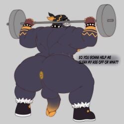 anus anus_focus chain_chomp dvzk exercise exercising fat_ass fat_butt gay huge_ass looking_at_viewer looking_back looking_back_at_viewer squatting thechainchompy weightlifting weights