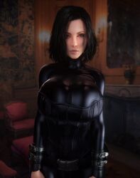 1girls 3d 3d_(artwork) alternate_breast_size belt black_bodysuit black_corset black_hair bodysuit breasts breasts_bigger_than_head clothed clothed_female corset female female_only front_view fully_clothed hips hourglass_figure huge_breasts kate_beckinsale looking_at_viewer medium_hair selene_(underworld) skin_tight small_waist solo solo_female staring_at_viewer thick_thighs thighs thin_waist tight_clothing underworld upper_body vaako vampire vampire_girl wasp_waist wide_hips