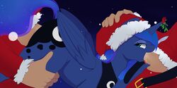 2016 alicorn blue_eyes blue_feathers blue_fur blue_hair costume cutie_mark edit equine erection feathered_wings feathers fellatio fellatio_from_feral female feral friendship_is_magic fur group hair hat horn human human_on_feral humanoid_penis interspecies jewelry male male_human/female_feral male_on_feral mammal my_little_pony necklace oral penetration penis pinkcappachino princess_luna_(mlp) sex straight wings zoophilia