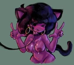 afro b_emilyy_ black_eyes black_female black_hair carol_(bbpanzu) cat_ears catgirl collar cum cum_on_breasts cum_on_face dark-skinned_female dark_nipples dark_skin friday_night_funkin friday_night_funkin_mod happy medium_breasts mob_face naked naked_female neko smile solo_female