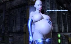 1girls 3d android belly big_belly big_breasts breasts cyberpunk female gynoid icarusillustrations pregnant robot robot_girl