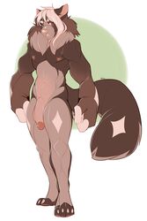 1boy anthro balls big_penis canine flaccid humanoid_penis male male_only mammal muscular nude penis smile solo standing teil