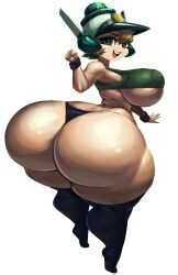 1girls alternate_version_available ass_bigger_than_head ass_bigger_than_torso ass_body bursting_breasts bursting_butt enormous_ass fat_ass hyper hyper_ass hyper_breasts looking_at_viewer looking_back mighty_switch_force noonun patricia_wagon smile smiling_at_viewer solo_female tagme