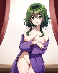 1girls ai_generated areolae breasts female green_eyes green_hair gumi kimono large_breasts looking_at_viewer masa_works_design milf milua nipples novelai off_shoulder oni_to_kitsune_no_hanashi open_clothes open_kimono open_mouth purple_kimono pussy ryou_shishikusa self_upload short_hair_with_long_locks sidelocks smile solo solo_female stable_diffusion tagme vocaloid