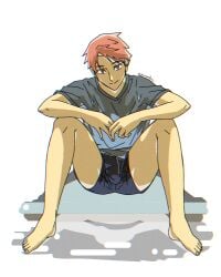 1boy bulge bulge_through_clothing clothed clothing gay gens_(genskun) genskun looking_at_viewer male male_only original original_character sitting smiling smirk yaoi