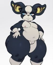 1girls black_body blue_eyes canine chubby edit edited female female_focus female_only genderbend genderbent genderswap genderswap_(mtf) iggy_(jjba) jojo's_bizarre_adventure pussy sssonic2 tail
