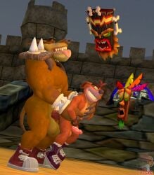 3d_(artwork) activision aku_aku anal anal_sex anthro balls bandicoot biceps big_balls big_claws big_dom_small_sub big_muscles big_penis bracelet claws clenched_teeth closed_eyes clothing crash_(series) crash_bandicoot dasyuromorph digital_media_(artwork) dominant duo ears_back ears_down erection eyebrows footwear footwear_only from_behind_position fur furry furry_male gay genitals gloves grabbing_from_behind green_eyes grin handwear hi_res humanoid_genitalia jewelry larger_male looking_at_another looking_at_partner looking_back male male_only mammal marsupial mostly_nude multicolored_body multicolored_fur muscular muscular_anthro muscular_male nude orange_body orange_fur pecs penetration penile penile_penetration penis penis_in_ass penis_size_difference pivoted_ears qualske98 sex sharp_teeth shoes shoulder_pads size_difference smaller_male smaller_penetrated smile source_filmmaker spiked_bracelet spiked_shoulder_pads spikes standing standing_sex tail teeth thick_eyebrows thylacine tiny_tiger tongue tongue_out two_tone_body two_tone_fur uka_uka vein veiny_penis yaoi