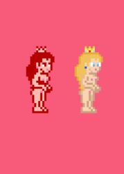 blonde_hair blood breasts mario_(series) muymal naked pixel_art princess_peach pussy super_mario_bros._2 white_skin