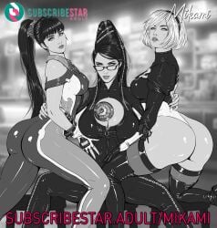 3girls alternate_version_available android android_girl ass ass_focus bayonetta bayonetta_(character) big_ass big_breasts bottom_heavy breasts bust busty cereza chest crossover curvaceous curvy curvy_figure digital_media_(artwork) eve_(stellar_blade) female female_focus female_only glasses gynoid hips hourglass_figure huge_ass huge_breasts human humanoid large_ass large_breasts legs leotard light-skinned_female light_skin long_hair_female mature mature_female mikamipinup nier nier:_automata nier_(series) planet_diving_suit_(7th)_(stellar_blade) platinum_games presenting presenting_hindquarters sega shift_up short_hair short_hair_female slim_waist square_enix stellar_blade subscribestar thick thick_hips thick_legs thick_thighs thighs top_heavy trait_connection umbra_witch voluptuous waist wide_hips witch yorha_2b