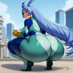 1girls ai_generated azure_(artist) bodysuit dumptruck_ass female female_only huge_ass large_breasts my_hero_academia nejire_hado nejire_hado_(hero_outfit) solo squatting tagme thick_thighs tight_clothing wide_hips