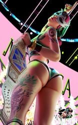 1girls 3d ass_crease big_ass championship_belt female female_only fortnite fortnite:_battle_royale green_hair mariposa_(fortnite) sixser solo tattooed_female tattoos women's_world_championship_belt wrestling wrestling_outfit wwe wwe_smackdown_women's_championship_belt