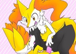black_nose blush blushing bodily_fluids braixen brown_eyes canine_penis clawed_fingers clitoris closed_eyes cum cum_in_pussy cumming cumming_while_penetrating digital_drawing_(artwork) dripping_cum dripping_pussy eiroru female female_penetrated female_pokemon fennekin feral feral_on_feral feral_penetrated feral_penetrating feral_pokemon fluffy fluffy_chest fluffy_tail fox fur furry furry_female generation_6_pokemon happy_female highres humanoid_genitalia humanoid_pussy inner_ear_fluff looking_at_partner looking_down nintendo open_mouth orange_nose paws pink_background pleasure_face pokemon pokemon_(species) pokephilia pussy sex simple_background slight_blush smaller_male spread_legs spread_pussy spreading tongue vaginal vaginal_penetration vaginal_sex wet wet_pussy white_fur wide_eyed yellow_fur