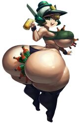 1girls alternate_version_available ass_bigger_than_head ass_bigger_than_torso ass_body beer bursting_breasts bursting_butt enormous_ass fat_ass hyper hyper_ass hyper_breasts looking_at_viewer looking_back mighty_switch_force noonun patricia_wagon smile smiling_at_viewer solo_female tagme