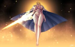 1girls artoria_pendragon artoria_pendragon_(lancer) blonde_hair fate/grand_order fate_(series) female female_only hairless_pussy naked naked_female pixiv tagme white_cloak zin_(pixiv30275228)