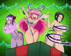 3girls alien_girl ben_10 ben_10_omniverse big_breasts breasts cartoon_network christmas crossover disney disney_channel eastern_and_western_character ester ester_(ben_10) female female_only giffany gift gravity_falls grimphantom humanoid kraaho merlin_(nanatsu_no_taizai) multiple_girls naked_gift naked_present naked_ribbon nanatsu_no_taizai nude pink_hair present purple_eyes purple_skin ribbon short_hair straight_hair