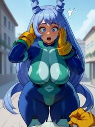 1girls ai_generated azure_(artist) bodysuit female huge_ass large_breasts my_hero_academia nejire_hado nejire_hado_(hero_outfit) solo surprised tagme thick_thighs tight_clothing wide_hips