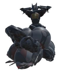 1boy 1girls 3d 3d_(artwork) anthro anthrofied big_ass big_breasts big_penis big_thighs bigger_female black_body blade_wolf claws duo fagottini31 female gray_body huge_ass huge_breasts huge_cock huge_thighs machine male metal_gear robot thick_thighs wide_hips