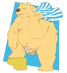 0ottotto0 2024 anthro balls bear belly big_belly censored clothing erection genitals hi_res humanoid_hands kemono male mammal moobs navel nipples overweight overweight_male penis solo underwear