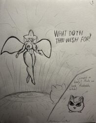 anthro art_trade descending jigglypuff jirachi mysteriouslordmort traditional_media_(artwork)