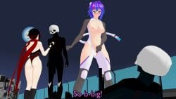 2boys 2girls 3d 3d_(artwork) ass ass_focus black_hair black_hair_female breasts censored censored_penis censored_pussy grimm_(rwby) half-dressed half_naked half_naked_female melody_(projektmelody) monster monster_boy monster_cock monster_on_female on_the_ground projektmelody purple_hair purple_hair_female ruby_rose rwby spread_pussy theblackbirdcalls
