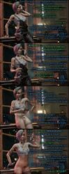 1futa 3d bottomless bottomless_futa cd_projekt_red comic cyberpunk_2077 futanari green_hair judy_alvarez multicolored_hair overalls phone phone_call small_penis small_penis_futa small_penis_humiliation suprised suprised_expression throwingblue