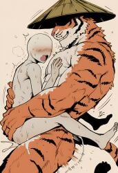 abs ai_generated anal anal_sex anthro anthro_dominating_human anthro_on_human anthro_penetrating anthro_penetrating_human ass balls bara big_dom_small_sub bite blush bodily_fluids brown_body brown_fur brown_hair cum cum_while_penetrated daddy ddkk dilf dominant dominant_anthro dominant_male duo ejaculation erection felid feline fur gay genital_fluids genitals hair holding_partner human human_on_anthro human_penetrated humansub hunk interspecies larger_anthro larger_male male male/male male_only male_penetrated male_penetrating male_penetrating_male mammal multicolored_body multicolored_fur muscular muscular_anthro muscular_male neck_bite nude on_bottom on_top pantherine pecs penetration penile penile_penetration penis penis_in_ass reverse_cowgirl_position sex size_difference smaller_human smaller_male smaller_penetrated stand_and_carrying_position standing standing_sex stomach_bulge submissive submissive_human submissive_male text tiger tongue tongue_out white_body white_fur yaoi