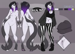 anthro breasts clothed clothing collar feline female looking_at_viewer mammal model_sheet nipples nude pussy smile solo spiked_collar spikes teil