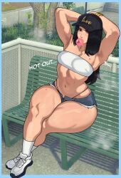 1enby armpit_fetish armpits black_hair bubble_butt crop_top guilty_gear guilty_gear_strive gyaru hoe johnv long_hair muscular sneakers testament_(guilty_gear) thick_thighs yaoi