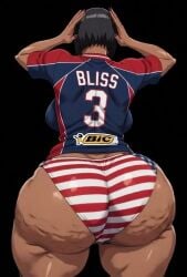 1girls ai_assisted ai_generated ai_video american_flag_bikini american_flag_print animated ass ass_focus ass_shake black_hair bleach bouncing_ass cellulite curvy dark-skinned_female female_only fisheye fisheye_lens from_behind grok huge_ass jackie_tristan jersey plump_ass shiny_skin shorts soccer_jersey solo striped_bikini taking_off_shirt tomboy twerking video wide_hips