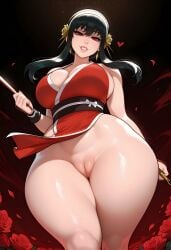 1girls ai_generated black_hair busty cosplay curvaceous curvaceous_body curvaceous_female curvaceous_figure curvy curvy_body curvy_female curvy_figure curvy_hips dreamcoreart female female_only hi_res highres huge_ass huge_breasts light-skinned_female long_hair mai_shiranui_(cosplay) naughty_face solo solo_female spy_x_family stable_diffusion teasing teasing_viewer thick_thighs voluptuous voluptuous_body voluptuous_female yor_briar yor_forger