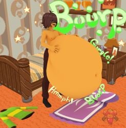 1boy 1girls 3d andrikuwi burp burping burping_up_clothes deltarune digestion female female_prey femboy femboy_pred kris_(deltarune) male male_pred milf milf_prey mother_prey red_eyes son_pred text toby_fox topless toriel undertale vore yellow_skin