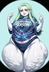 ai_assisted ai_generated ai_video animated ass ass_focus ass_shake blue_panties cellulite cyberpunk:_edgerunners fisheye fisheye_lens green_hair grok hair_down hand_on_ass hands_behind_head middle_finger rebecca_(edgerunners) red_eyes shortstack solo tagme thick_thighs tie-dye twerking video