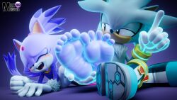 3d barefoot blaze_the_cat blush closed_eyes crying feet feet_fetish feet_focus foot_fetish foot_focus fully_clothed laugh laughing milkmeister3d silver_the_hedgehog sonic_(series) sonic_the_hedgehog_(series) tears telekinesis tickling tickling_feet