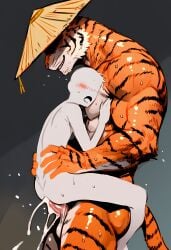 abs ai_generated anal anal_sex anthro anthro_dominating_human anthro_on_human anthro_penetrating anthro_penetrating_human ass balls bara big_dom_small_sub bite blush bodily_fluids brown_body brown_fur brown_hair cum cum_while_penetrated daddy ddkk dilf dominant dominant_anthro dominant_male duo ejaculation erection felid feline fur gay genital_fluids genitals hair holding_partner human human_on_anthro human_penetrated humansub hunk interspecies larger_anthro larger_male male male/male male_only male_penetrated male_penetrating male_penetrating_male mammal multicolored_body multicolored_fur muscular muscular_anthro muscular_male neck_bite nude on_bottom on_top pantherine pecs penetration penile penile_penetration penis penis_in_ass reverse_cowgirl_position sex size_difference smaller_human smaller_male smaller_penetrated stand_and_carrying_position standing standing_sex stomach_bulge submissive submissive_human submissive_male text tiger tongue tongue_out white_body white_fur yaoi