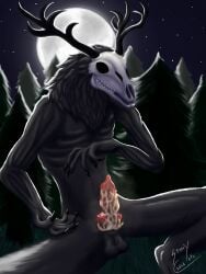 absurd_res american_mythology anatomically_correct anatomically_correct_genitalia anatomically_correct_penis animal_genitalia animal_penis anthro balls bone canine_genitalia canine_penis claws forest forest_background genitals hi_res horn indigenous_north_american_mythology knot knotted_penis male musk musk_cloud musky_balls musky_penis mythology nature nature_background north_american_mythology paws penis plant sheath skull skull_head smegma smegma_in_sheath smegma_on_penis solo stinkycoyote tree vein veiny_penis wendigo