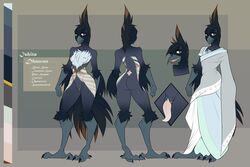anthro avian bird breasts futanari herm intersex looking_at_viewer model_sheet nipple_piercing nipples nude penis piercing pussy solo standing tapering_penis teil wide_hips