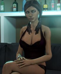 1girls 2016 3d 5_fingers areolae bra bracelet breasts clothes couch crossed_legs dark-skinned_female dark_skin dead_space dead_space_2 dead_space_3 ea electronic_arts ellie_langford eyebrows eyelashes female female_only grey_hair half-closed_eyes hands highres human large_breasts legs leisurelysfm lips lipstick looking_at_viewer sci-fi science_fiction scifi sitting solo solo_female source_filmmaker tied_hair twintails