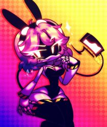 1girls blush blushing bunny_ears bunnysuit claws female_focus female_only hand_on_hip mangletheartist murder_drones sharp_teeth small_breasts smile smiling smiling_at_viewer solo solo_female solo_focus tail thick_thighs thighs v_(murder_drones) yellow_eyes