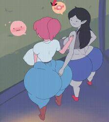 2girls adventure_time animated ass big_ass big_breasts big_butt black_eyes black_hair blush breasts cartoon_network fat_ass fat_butt female female_only francyart34 fully_clothed grey_skin hand_in_ass heart huge_ass huge_butt marceline pink_hair pink_skin princess_bubblegum tagme thick_ass thick_butt thought_bubble vampire warner_brothers yuri